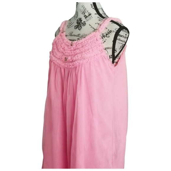 60s Pink Chiffon Baby Doll Night Gown - Picture 4 of 7